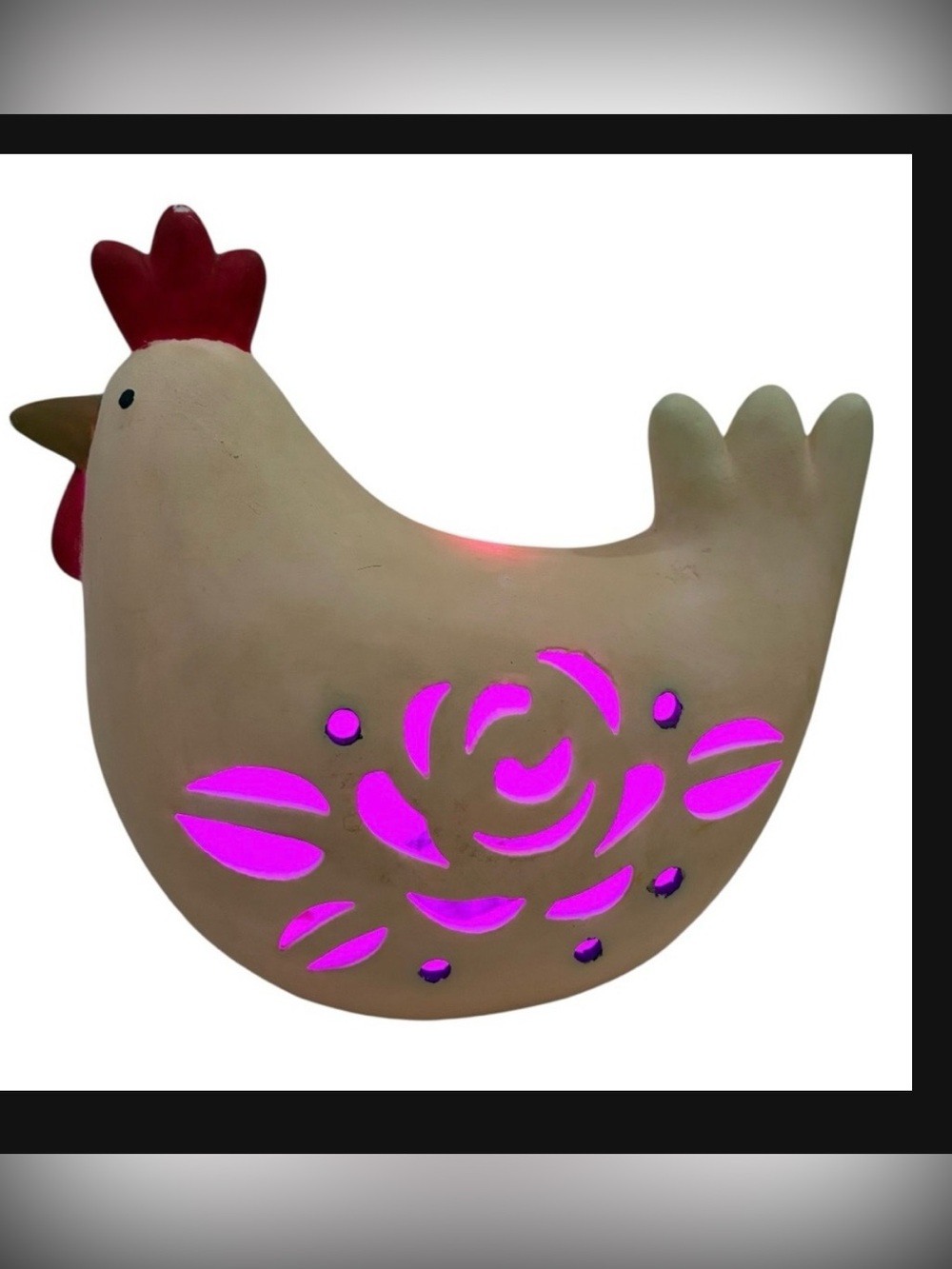 Chicken Light W/Floral Cut Out light inside is YES included Kitsch Decor Chicken